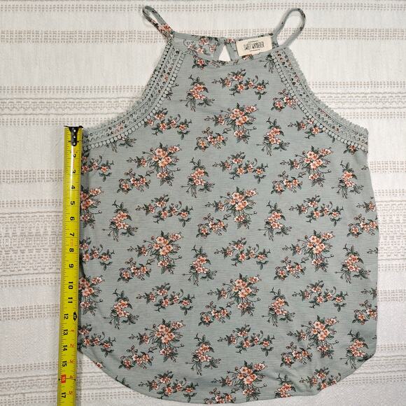 Sweet Wanderer Green Floral High Neck Tank Top Size XL NEW - Picture 4 of 6